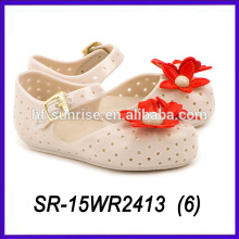 beige color plastic sandals with flowers pvc jelly shoes plastic sandals